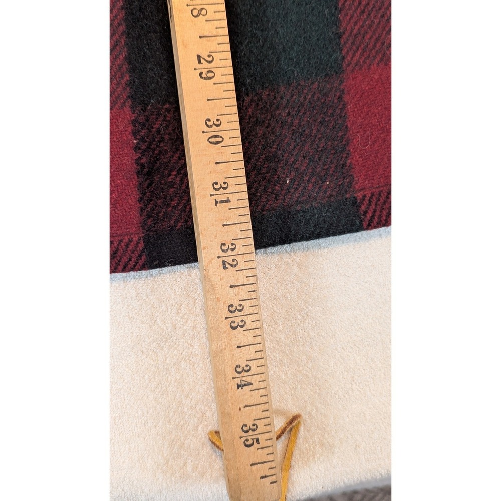 VTG 90's Plaid Wool Work Barn Jacket Red Black Weathervane Long Sleeve Coat L/XL - Picture 10 of 11